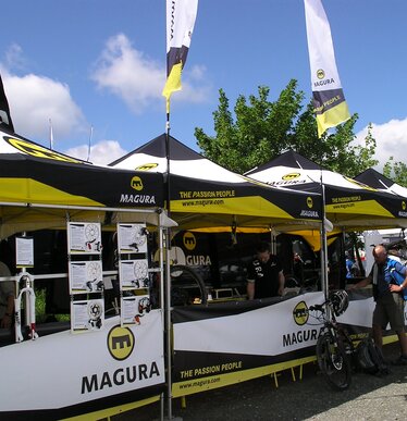 Magura's 3x3 m promotion tents are fully printed and all stand side by side.